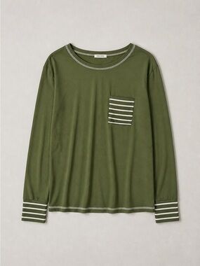 Olive Green Long-Sleeve Pocket Pajama Set XL Ekouaer